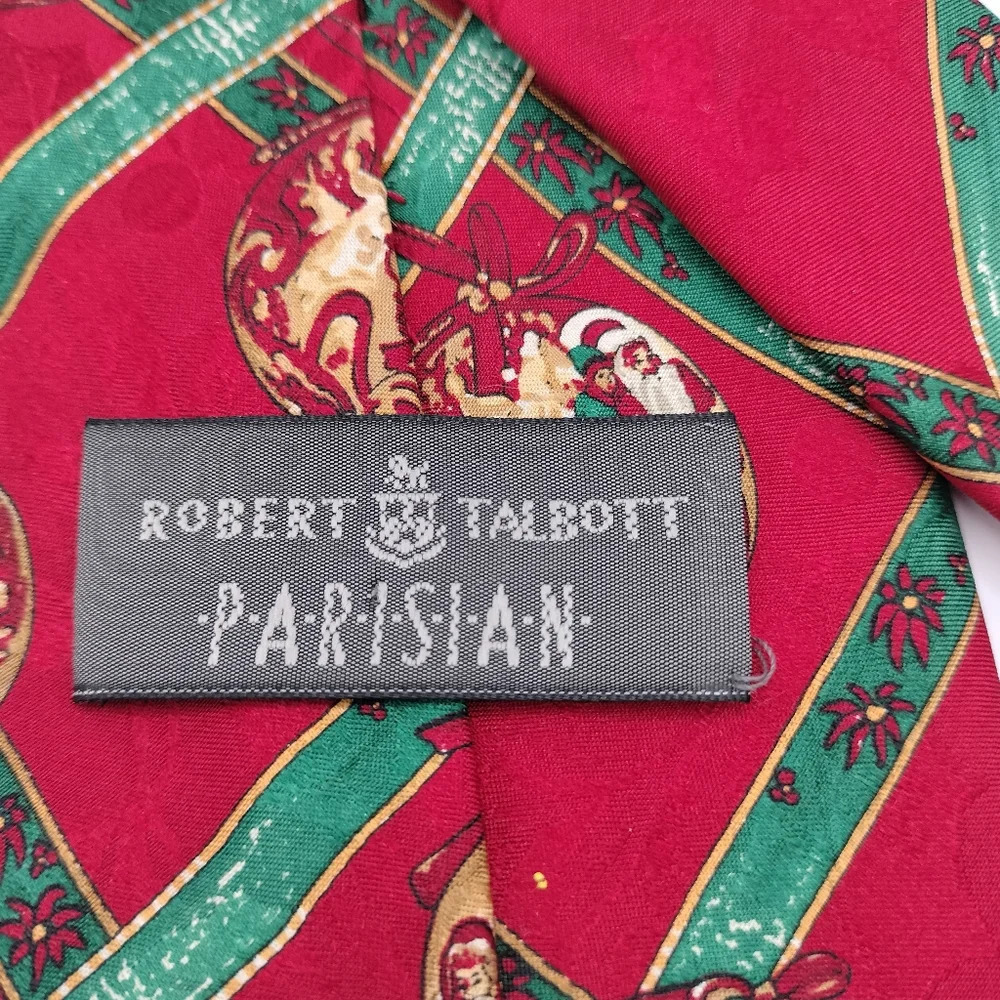 Parisian Robert Talbott Men's Tie Silk Hand Sewn Italy Christmas Santa Holiday - Picture 6 of 10